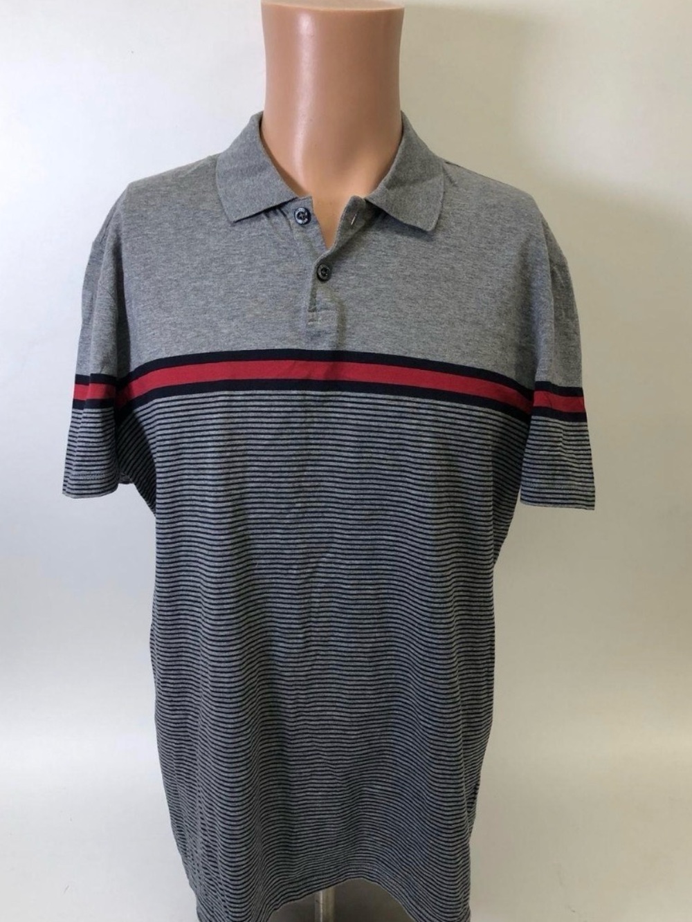 Gucci Gray Polo with Red Stripe Detailing